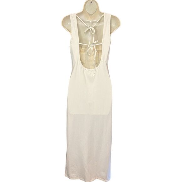 Reformation Nero Open Back Body Con Ivory Knit Midi Dress  Size Large - Picture 4 of 7